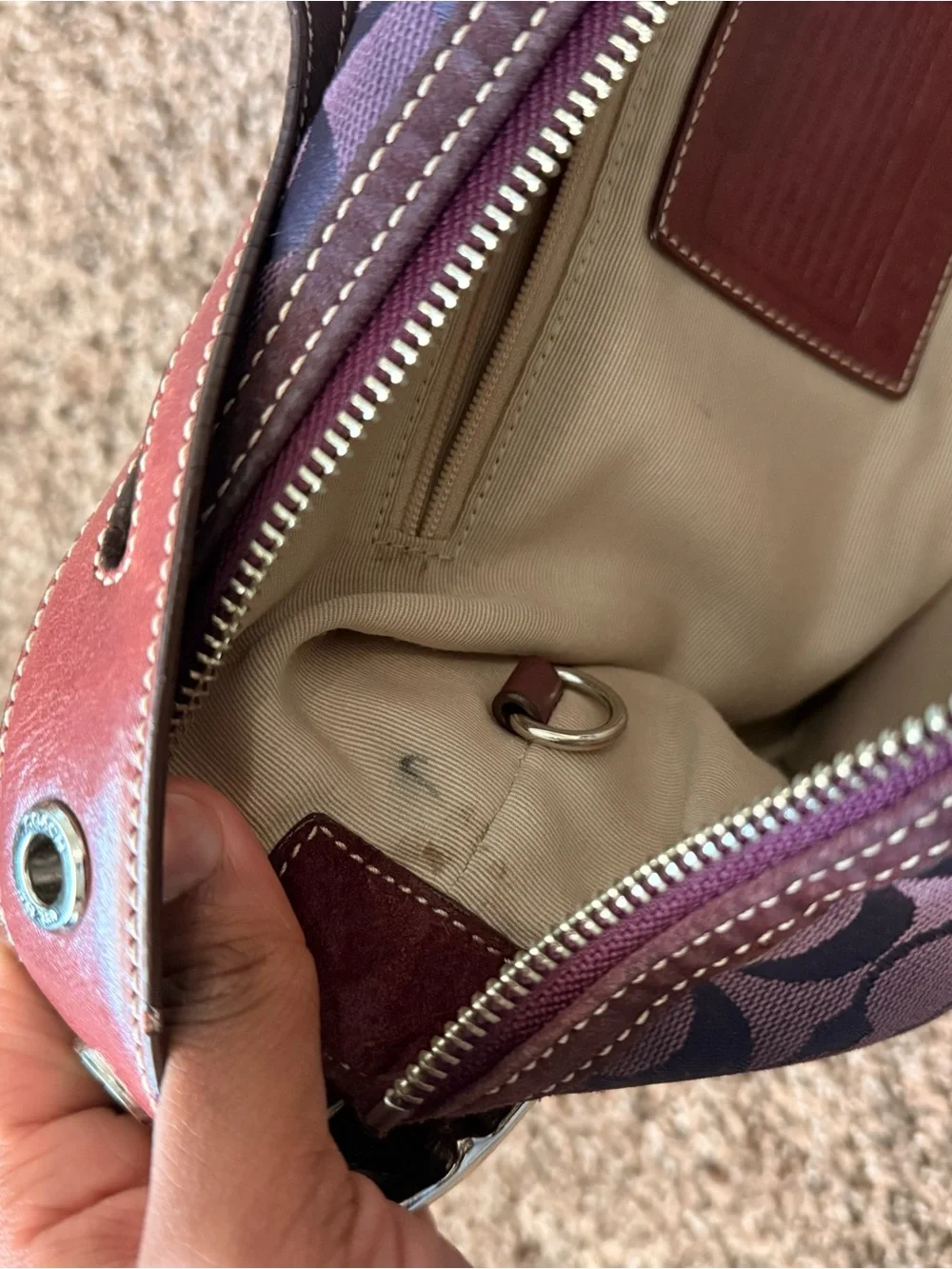 Coach Plum Signature Jacquard Shoulder Bag with Tassel